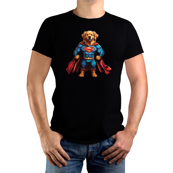 mannequin tee shirt super beast golden retriever super héros