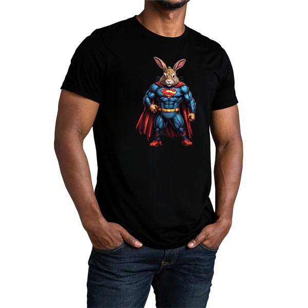 mannequin tee shirt super beast lapin super héros