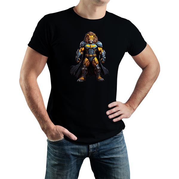 mannequin tee shirt super beast lion chevalier noir