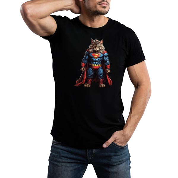 mannequin tee shirt super beast maine coon super héros