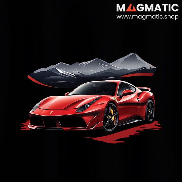 visuel tee shirt magmatic car 488 pista