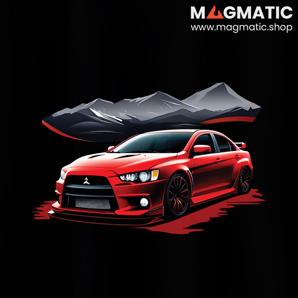 visuel tee shirt magmatic car lancer evo