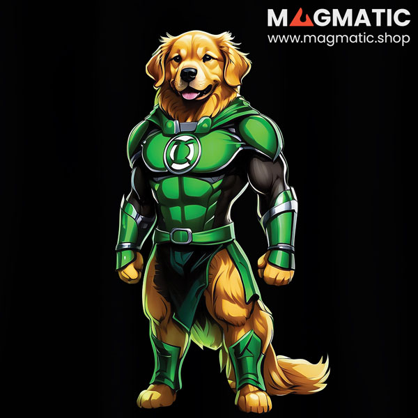 visuel super beast golden retriever lantern